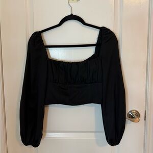 Princess Polly Black Puff Sleeve Blouse